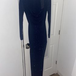 blue Sparkly Long Sleeve Hoco/prom Dress