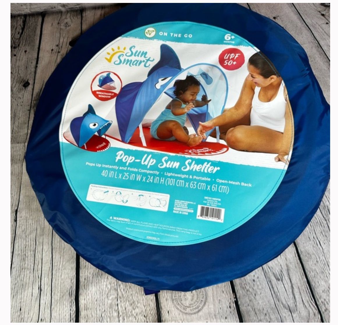 Sun Shelter Pop Up Shelter Shark Folds On The Go 6 Mo +Baby Beach Cover Blues Cover  2for $10