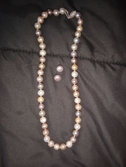 Multicolor Pearl Necklace and Earring Set
