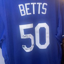 Los Angeles Dodgers Mookie Betts Autographed White Nike Jersey