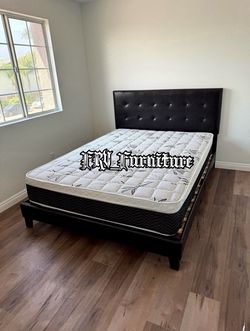 New Queen bed frame with mattress