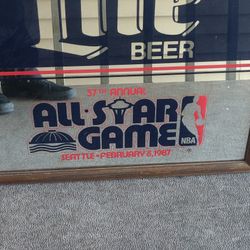 Vintage 1987 NBA All Star Game Miller Light Bar/ManCave Mirror