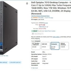 Dell 7010 Computer I7