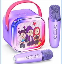 BRAND NEW IN BOX Mini Karaoke Machine for Kids,5 Voice Effects - Portable Bluetooth Speaker with 2 Wireless Mics