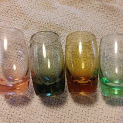 HAND BLOWN SHOT/SAKE ETCHEDGLASS 