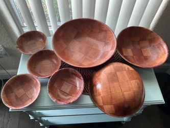 Set of 7 bamboo bowls.