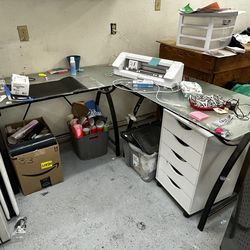 Glass L-Shaped Desk