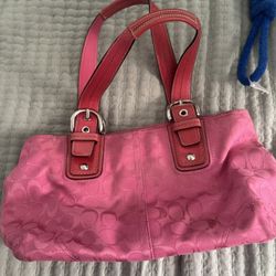 vintage Coach Madison Op Art Satin in hot pink