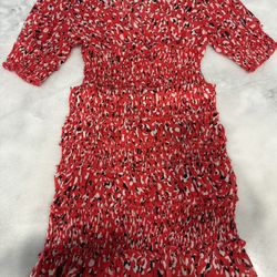 LUXXEL Mini Skirt and Top 2 Piece Set Red Black & White Size Medium