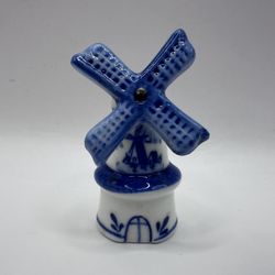 Mini Delft Windmill Figurine with Spinning Blades