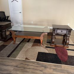 Solid wood Coffee table and two side tables