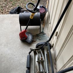 push mower old school needs blades sharpened 2 little smokers both like new electric weedeater 50 for all need gone asap 