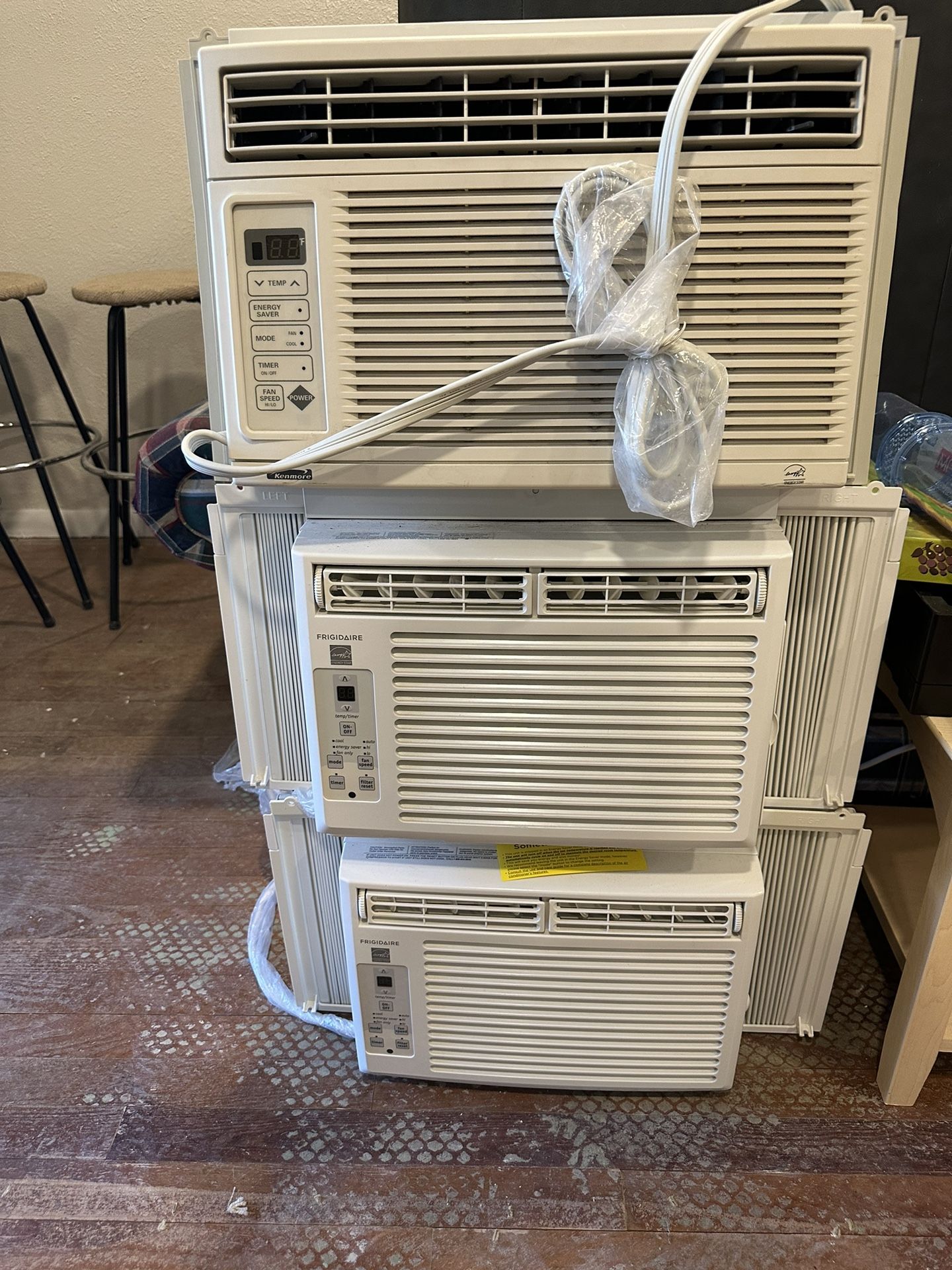 3 Frigidaire Window AC 5000 Btu/hr With Remotes