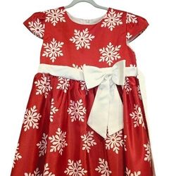 Girls Christmas Dress Snowflake Print Wedding Formal Birthday Party Dresses with Bowknot Belt