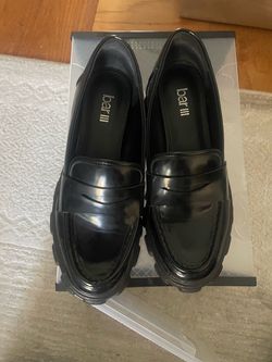 Bar III Chunky Platform Penny Loafers – Black Patent