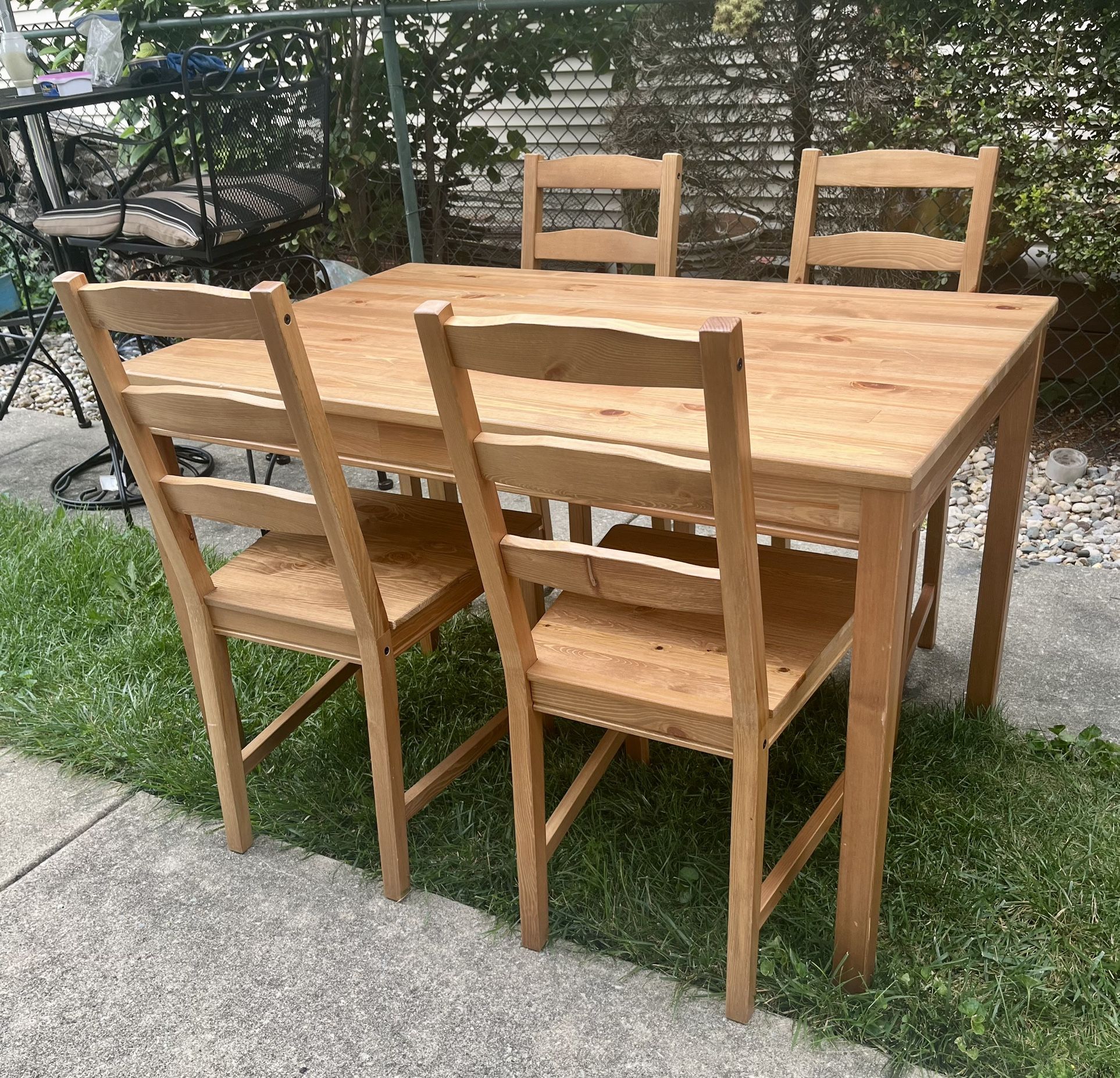IKEA JOKKMOKK Table and 4 chairs, Solid Pine Antique Stain