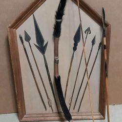 Vintage  Original African Pigmy Bow & Arrow Display 