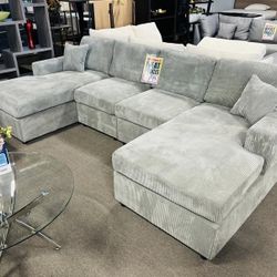 Grey Corduroy Couch Free delivery 