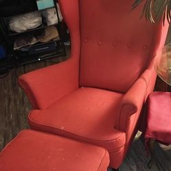 Arm Chair With Ottoman Ikea Red Great Condotion
