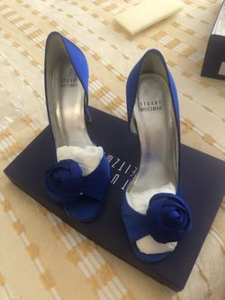 Stuart Weitzan Blue Satin Heels
