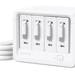 Gitryin 12-in-1 Desktop Charging Station with 4 Retractable Wall Chargers