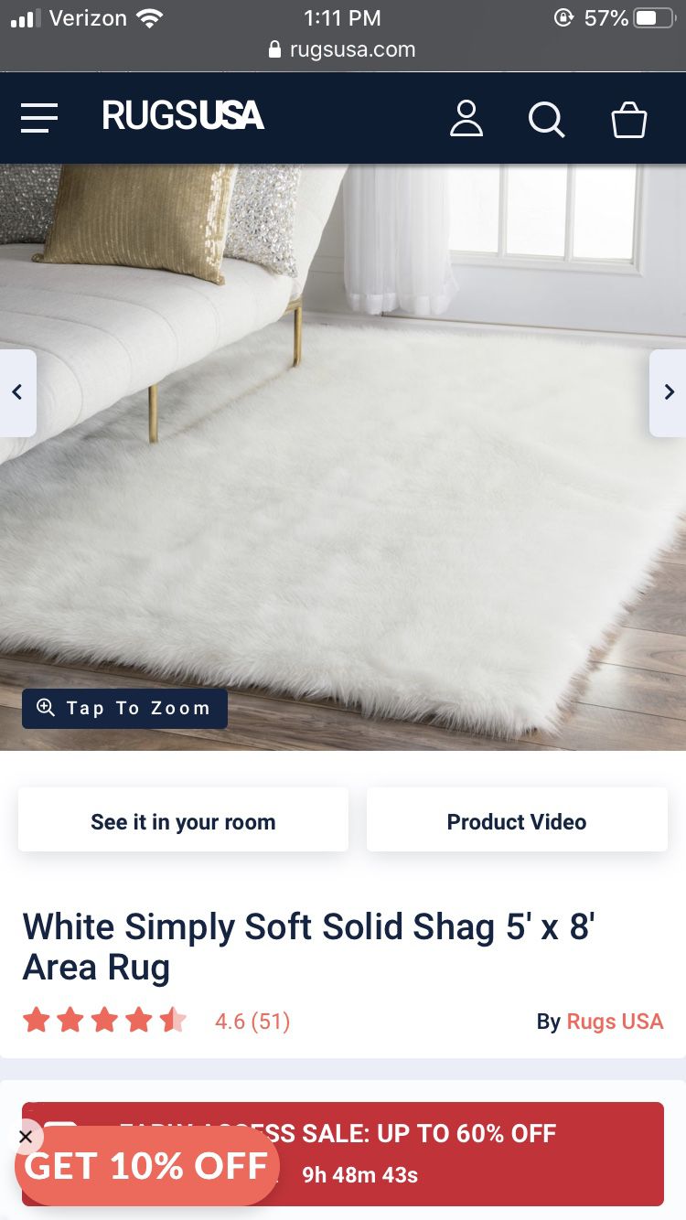 5x8 faux sheepskin rug white excellent condition