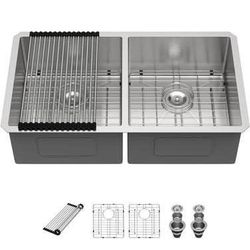 New 33 Inch Undermount Kitchen Sink Double Bowl 50/50 Stainless Steel 18 Gauge Under Counter Kitchen