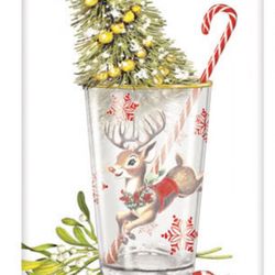 Flour Sack Kitchen Dish Towel Reindeer Glass Mary Lake - Thompson New