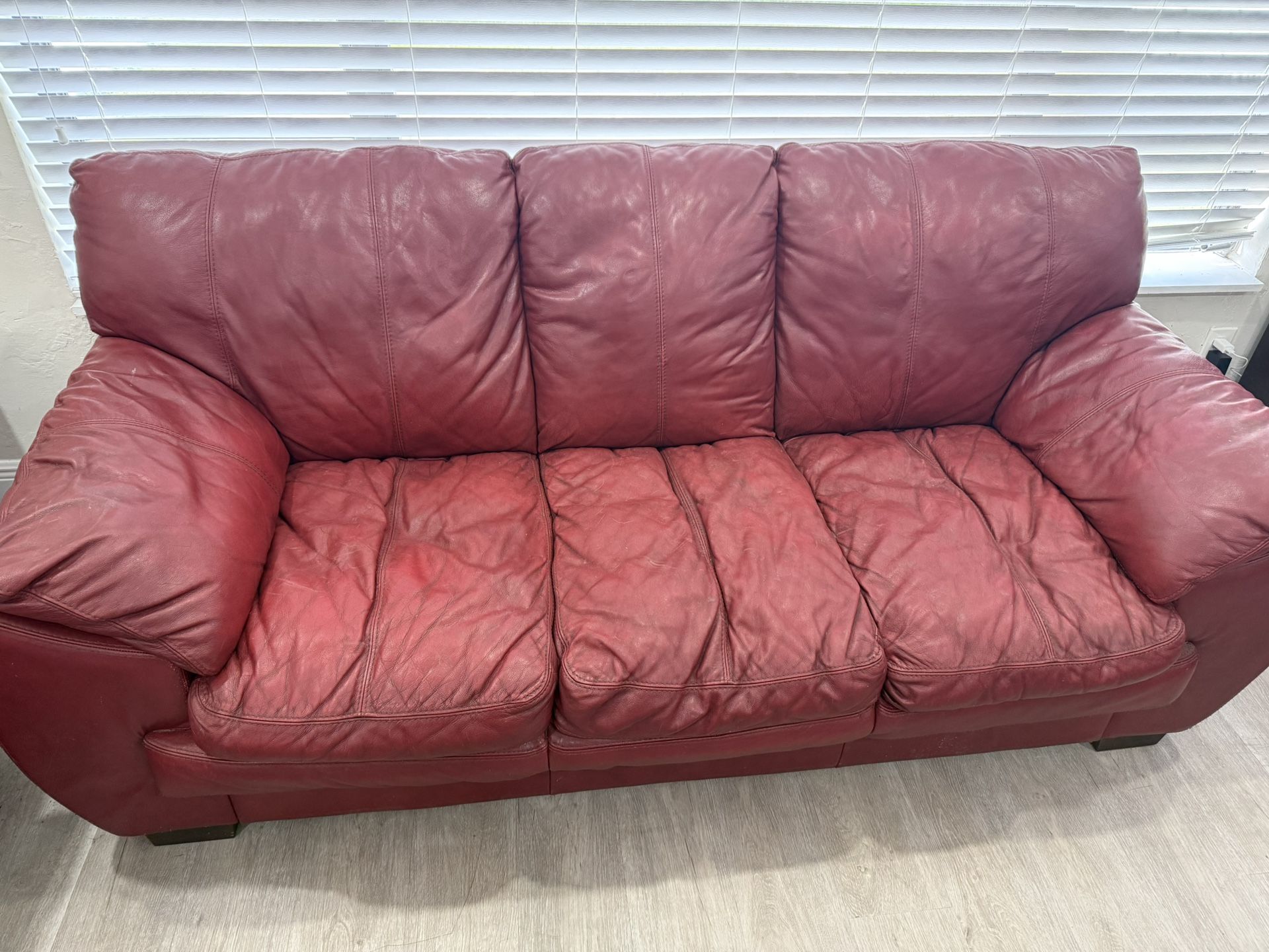 Red Leather Couch Set – 3-Seater & 2-Seater – $400 OBO