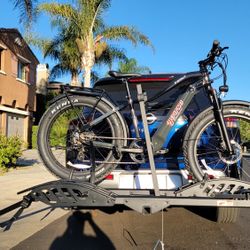 E-Bike Rack with Ramp, Hitch 2 Bike Rack, 200 lbs Capacity Electric Bike Carrier, 