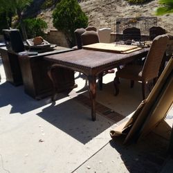 real wood dining room table with 8 chairs 