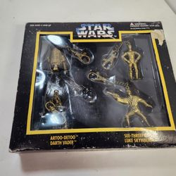 Vintage Star Wars Keychains Set Of 4 Placo Toys Vader R2D2 C3PO Luke 90's Cast
