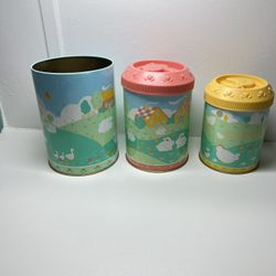 Vintage Avon Country Calico Metal Nesting Canisters Gift Collection  The covers