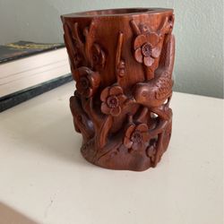 Chinese Wood Brush Holder 