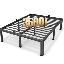 18 Inch King Size Metal Platform Bed Frame with Round Corners, Storage Space Under High Bed