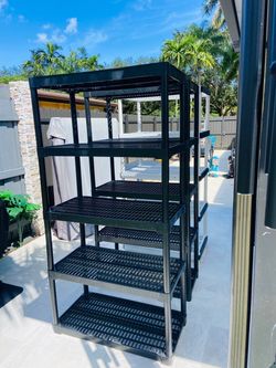 Black Plastic 5-Tier Storage Shelving Unit