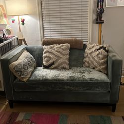 Teal Velvet Loveseat