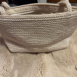 cream crochet bag