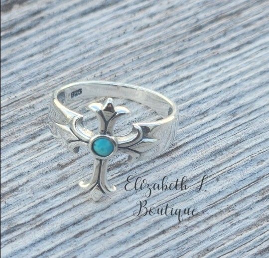 925 Sterling Silver Genuine Turquoise Ring Size 7 Boutique BNWT