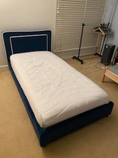 Casey Twin Upholstered Bed (blue) With Mattress