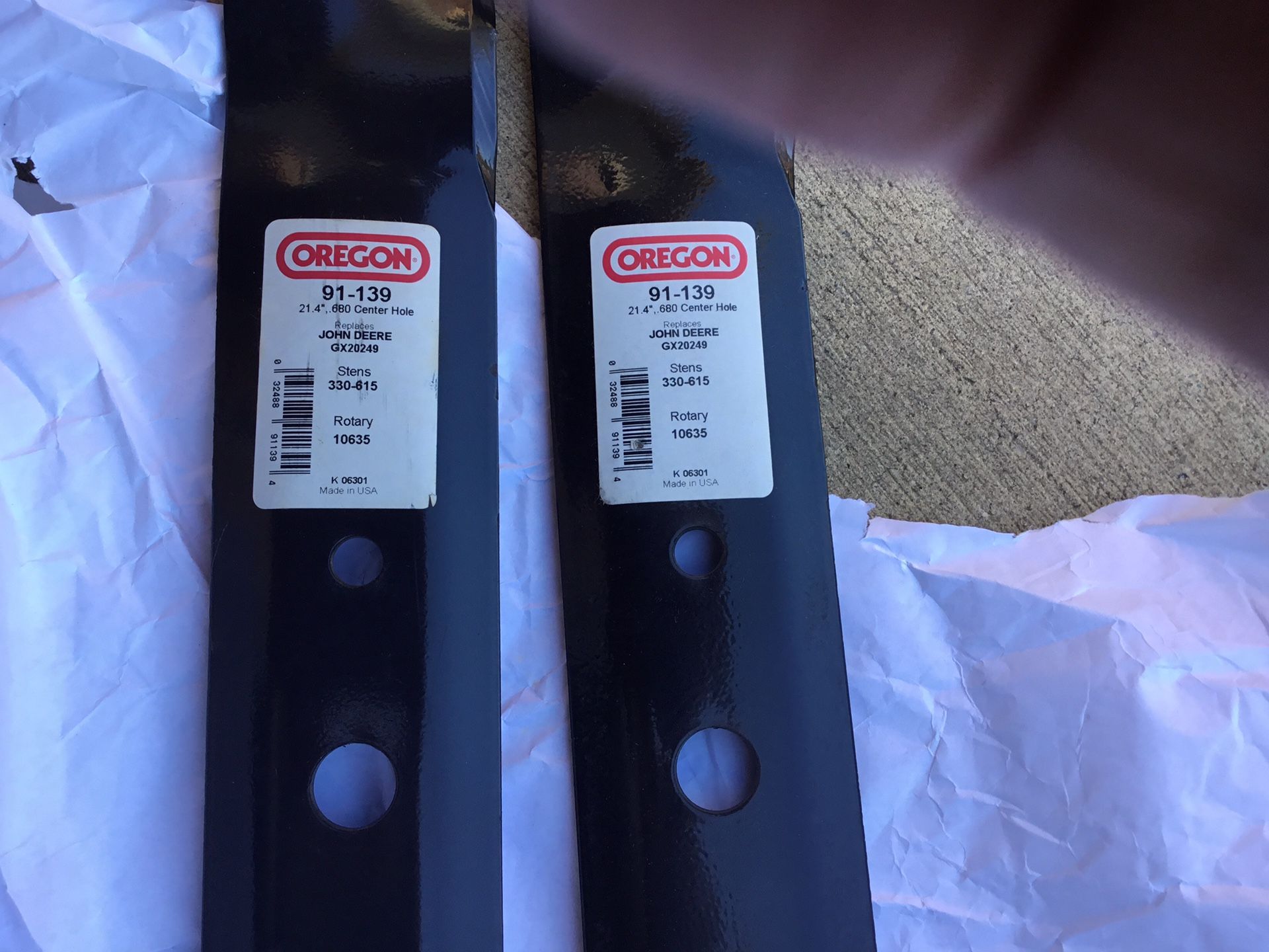 John Deere 42” Riding Mower Blades. Reduced Price.