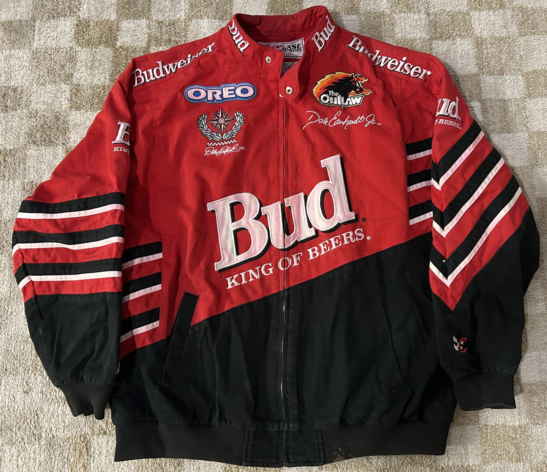 Vintage Chase Authentics NASCAR Dale Earnhardt Jr Bud King of Beers Jacket XXL