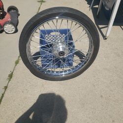 The 21 inch Harley Davidson Chrome wheel  and tire