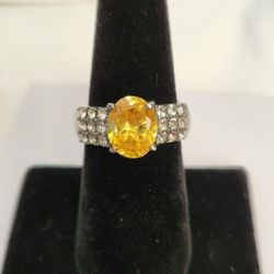 Simulated Yellow Diamond Ring