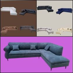 BRAND NEW 9x7ft And 7X9FT  SECTIONAL CHAISE SOFA, Annapolis Steel BLUE FABRIC, CUSTOM MADE AVAILABLE 