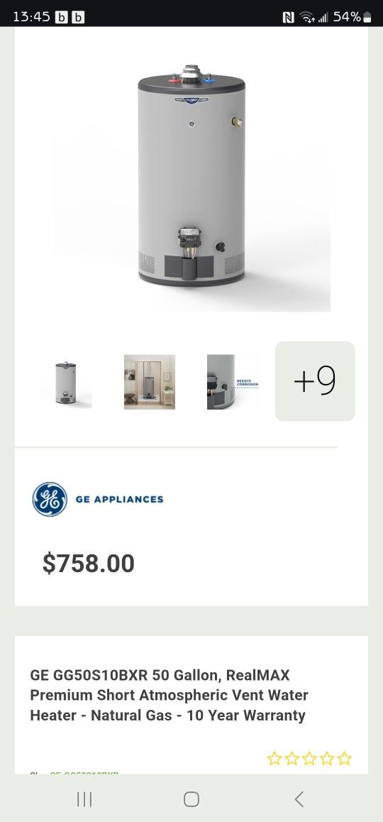 50 Gallon GE Water Heater (Gas) New!