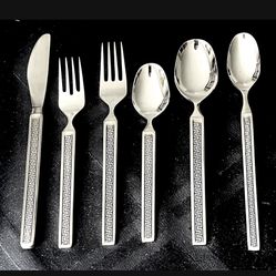 Noritake ( 74 Pieces) Vintage Eros 18-8 Stainless Steel Flatware Set