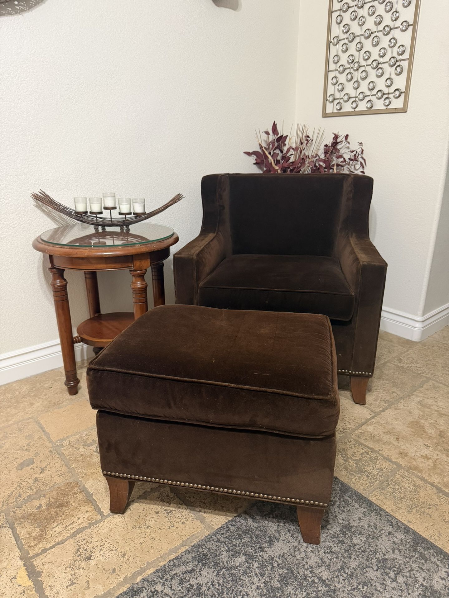 Accent Chair With Ottoman And Side Table