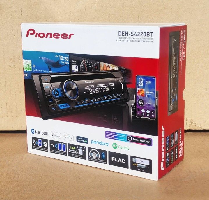 Pioneer Car Stereo System Single Din USB Mp3 Auxiliary Am Fm Bluetooth CD DEH-S4220BT 🚨 Payment Options Available 🚨 No Credit Needed 🚨