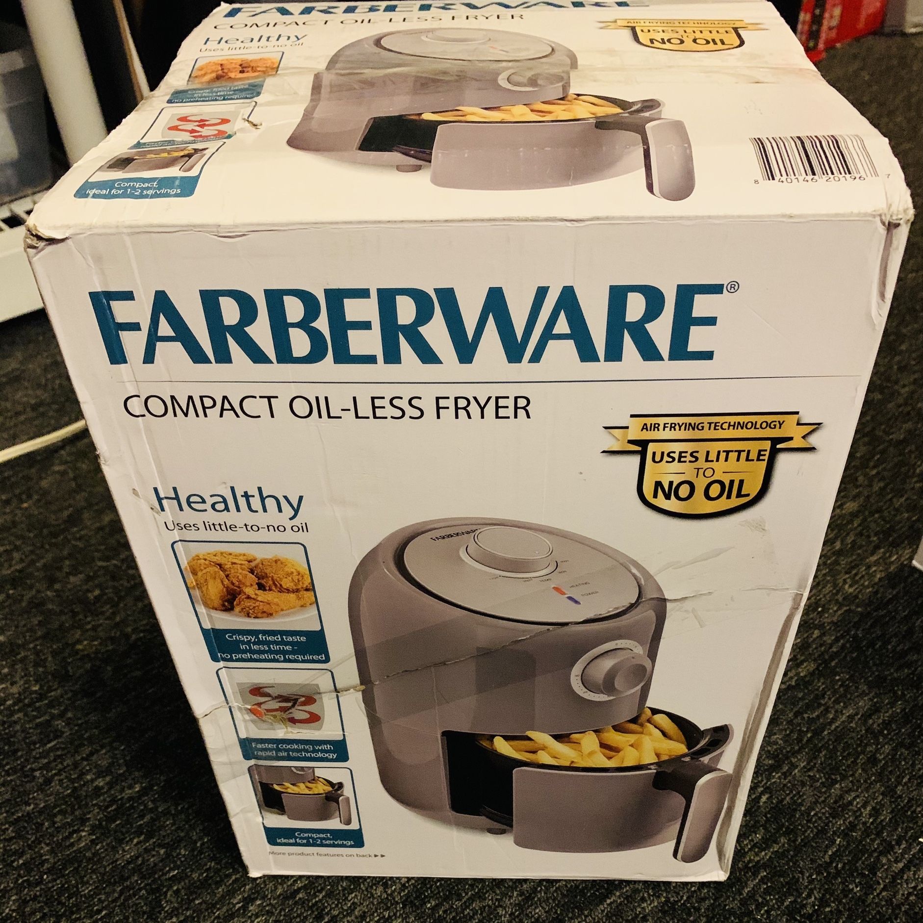 Farberware Compact Oil-Less Air Fryer 1.9 Qt FW-AF-GRY Grey Works Great